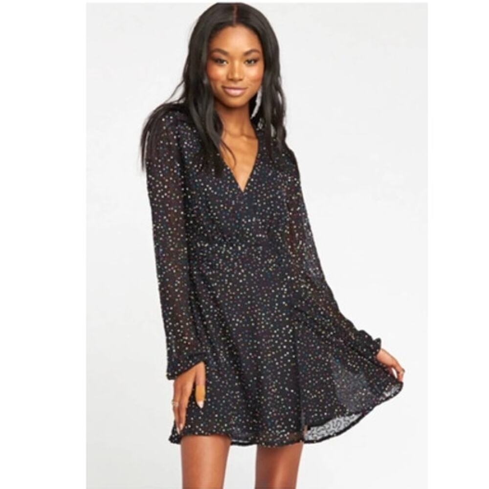 NWT Show Me Your Mumu Phyllis Black Sequin Wrap Dress M